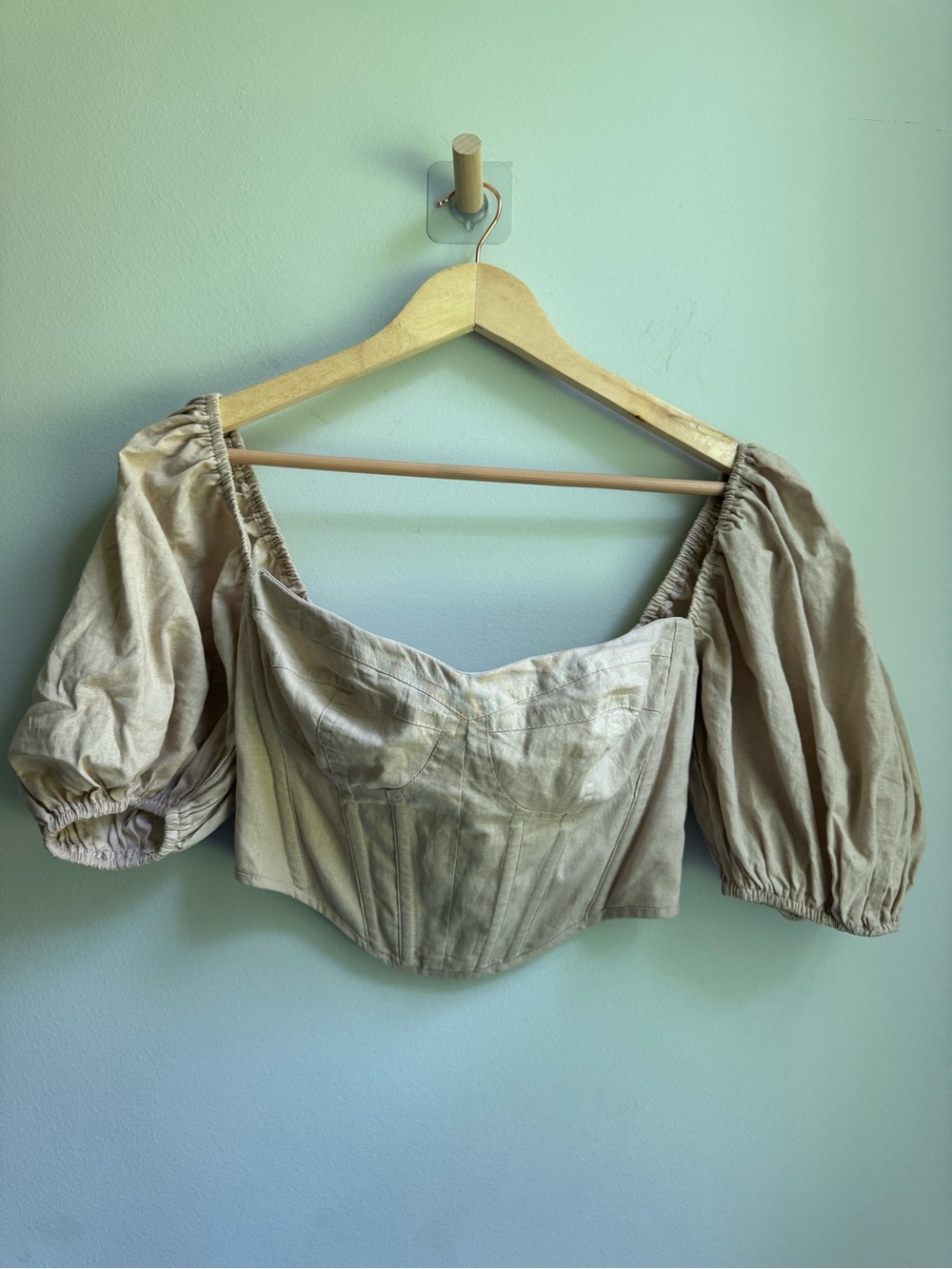 Showpo Beige Off-Shoulder Corset Crop Top Boho Medieval